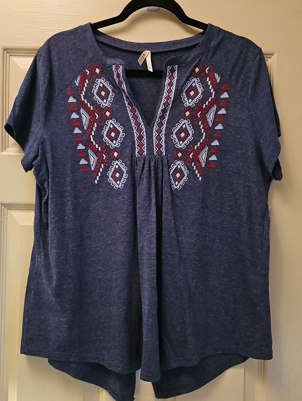 Roper Navy Blue Short Sleeve Embroidered Tunic